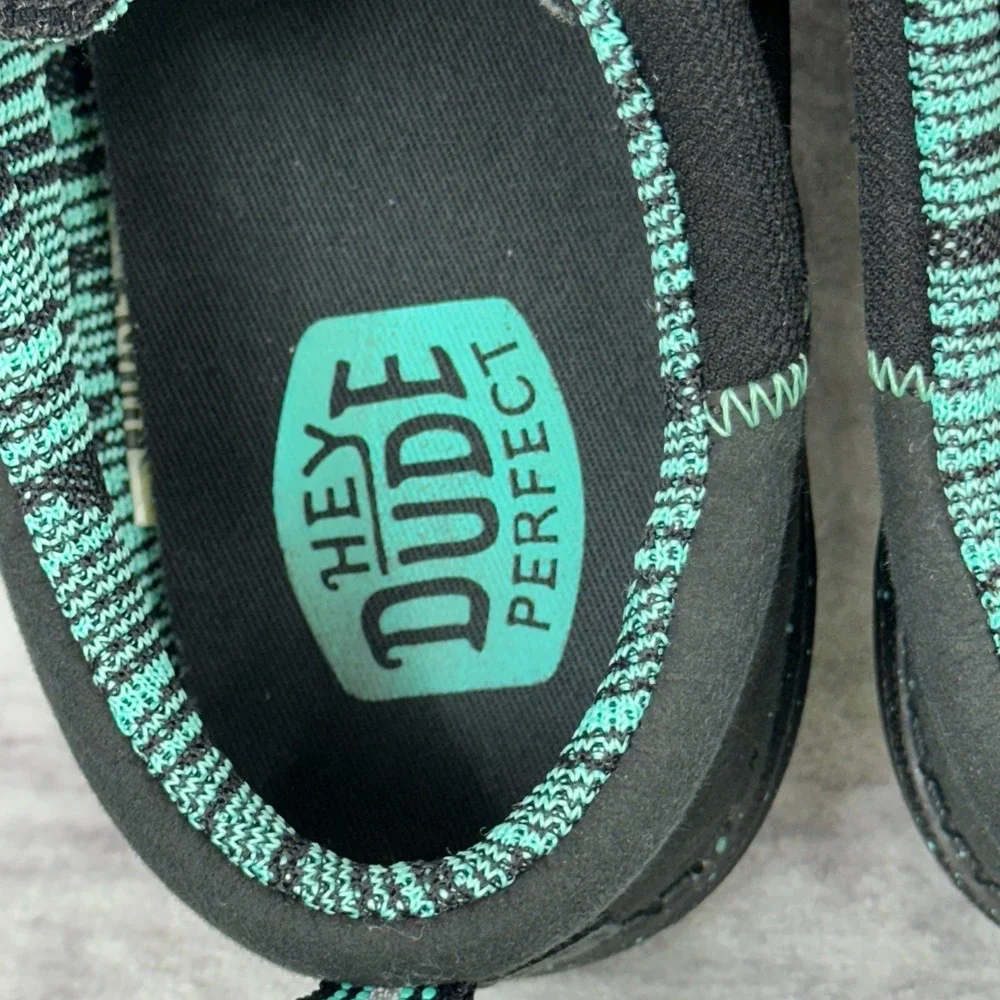 Hey Dude Dude Perfect x Wally Funk Men's 12 Teal Black‎ Slip-On Shoes 42886-3WT